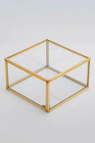 Pirinç Gold Cam Kapaklı Takı Aksesuar Yüzük Kutusu 15x15x8cm - 0