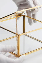 Pirinç Gold Cam Kapaklı Takı Aksesuar Yüzük Kutusu 15x15x8cm - 1