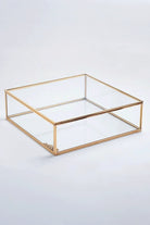 Pirinç Gold Cam Kapaklı Takı Aksesuar Çikolata Fotoğraf Kutusu 30x30x8cm - 0