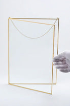 Dikey Pirinç Gold Cam Duvar Askılı Fotoğraf Çerçevesi Kapaklı 35x25cm - 3