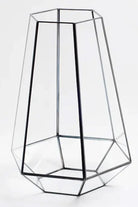 Siyah Geometrik Teraryum Cam Fanus Mumluk 34x26x26cm - 1