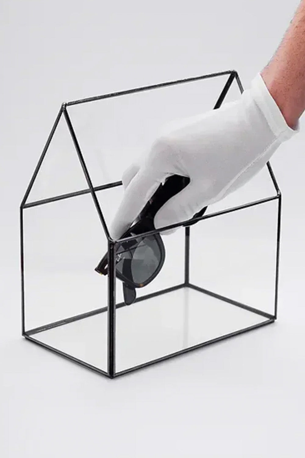Siyah Geometrik Teraryum Cam Fanus Takı Aksesuar Çikolata Kutusu 23x20x12cm - 2