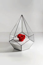 Siyah Geometrik Teraryum Cam Fanus Solmayan Gül Sevgililer Günü 31x22x22cm - 0