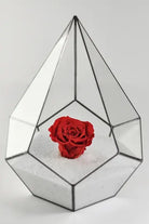 Siyah Geometrik Teraryum Cam Fanus Solmayan Gül Sevgililer Günü 31x22x22cm - 2