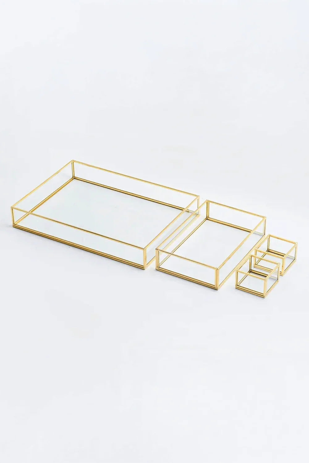 4 Parça Pirinç Gold Nişan Takımı Damat Kahvesi Sunum Tepsisi Yüzük Kutusu - 0