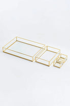 4 Parça Pirinç Gold Nişan Takımı Damat Kahvesi Sunum Tepsisi Yüzük Kutusu - 0