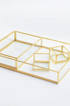 4 Parça Pirinç Gold Nişan Takımı Damat Kahvesi Sunum Tepsisi Yüzük Kutusu - 3