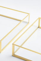 4 Parça Pirinç Gold Nişan Takımı Damat Kahvesi Sunum Tepsisi Yüzük Kutusu - 4