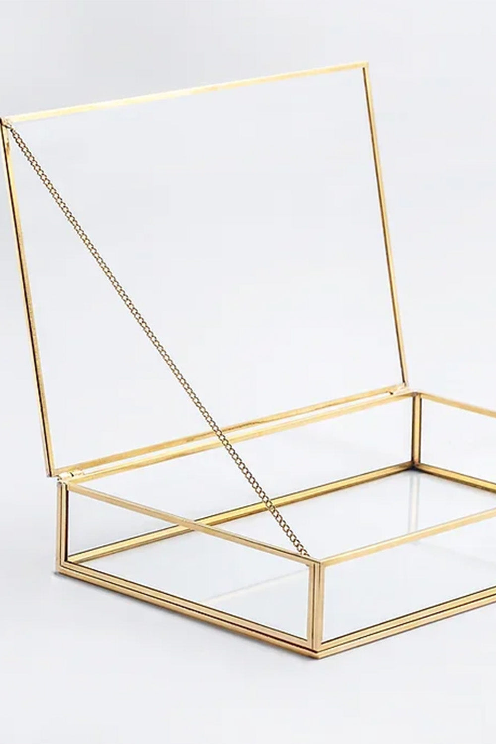 Pirinç Gold Cam Kapaklı Takı Aksesuar Çikolata Fotoğraf Kutusu 30x20x5cm - 2
