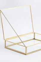 Pirinç Gold Cam Kapaklı Takı Aksesuar Çikolata Fotoğraf Kutusu 30x20x5cm - 2