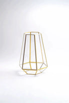Pirinç Gold Cam Geometrik Teraryum Cam Fanus Vazo Mumluk 34x26x26cm - 0