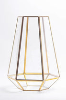 Pirinç Gold Cam Geometrik Teraryum Cam Fanus Vazo Mumluk 34x26x26cm - 1