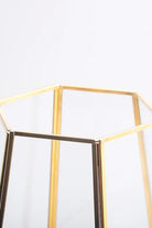 Pirinç Gold Cam Geometrik Teraryum Cam Fanus Vazo Mumluk 34x26x26cm - 3