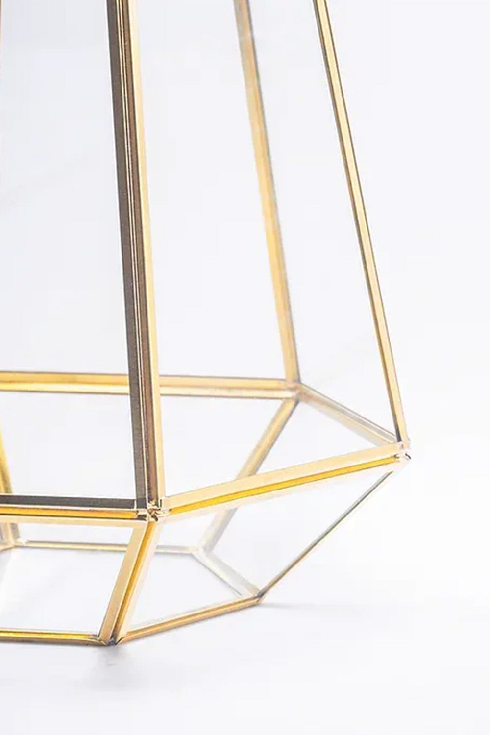 Pirinç Gold Cam Geometrik Teraryum Cam Fanus Vazo Mumluk 34x26x26cm - 4