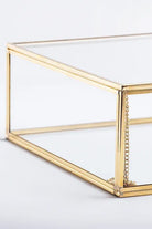 Pirinç Gold Cam Kapaklı Takı Aksesuar Çikolata Fotoğraf Kutusu 25x25x8cm - 2