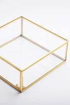 Pirinç Gold Cam Kapaklı Takı Aksesuar Çikolata Fotoğraf Kutusu 25x25x8cm - 3