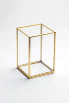 Pirinç Gold Geometrik Teraryum Cam Fanus Vazo Mumluk 15x10x10cm - 0