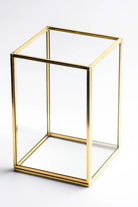Pirinç Gold Geometrik Teraryum Cam Fanus Vazo Mumluk 15x10x10cm - 1