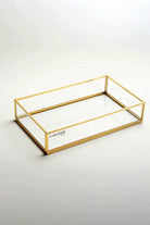 Pirinç Gold Tepsi Damat Kahvesi Nişan Sunum Tepsisi 25x15x6cm - 0