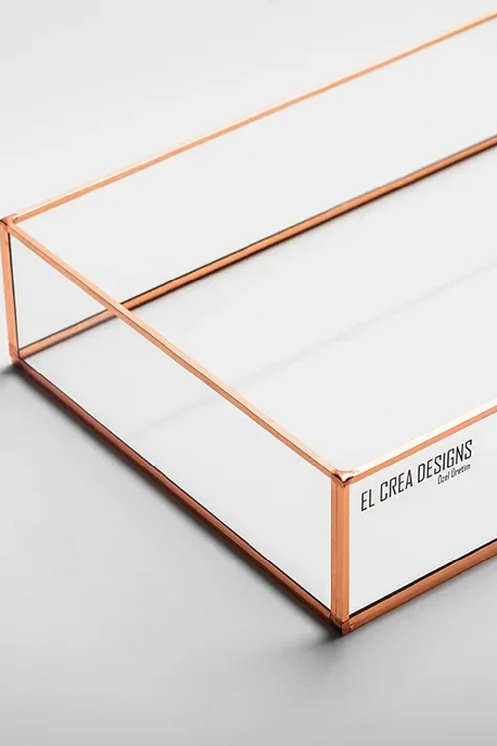 Bakır Rose Gold Tepsi Damat Kahvesi Nişan Sunum Tepsisi 25x15x5cm - 2