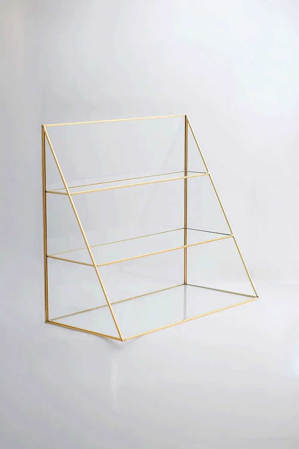 Pirinç Gold Cam Makyaj Takı Aksesuar Parfüm Fırçalık Organizer Kutusu 45x40x21cm - 0