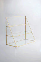 Pirinç Gold Cam Makyaj Takı Aksesuar Parfüm Fırçalık Organizer Kutusu 45x40x21cm - 0