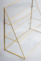 Pirinç Gold Cam Makyaj Takı Aksesuar Parfüm Fırçalık Organizer Kutusu 45x40x21cm - 1