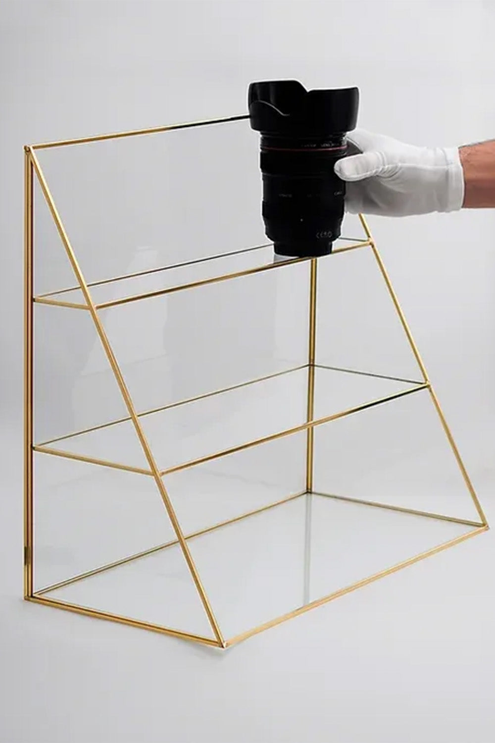 Pirinç Gold Cam Makyaj Takı Aksesuar Parfüm Fırçalık Organizer Kutusu 45x40x21cm - 2