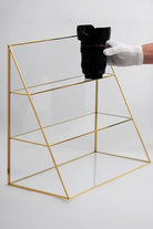 Pirinç Gold Cam Makyaj Takı Aksesuar Parfüm Fırçalık Organizer Kutusu 45x40x21cm - 2