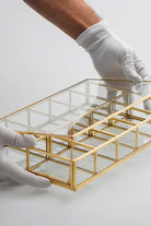 Pirinç Gold Cam Makyaj Takı Aksesuar Organizer Kutusu 30x20x6cm - 1