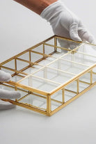 Pirinç Gold Cam Makyaj Takı Aksesuar Organizer Kutusu 30x20x6cm - 3