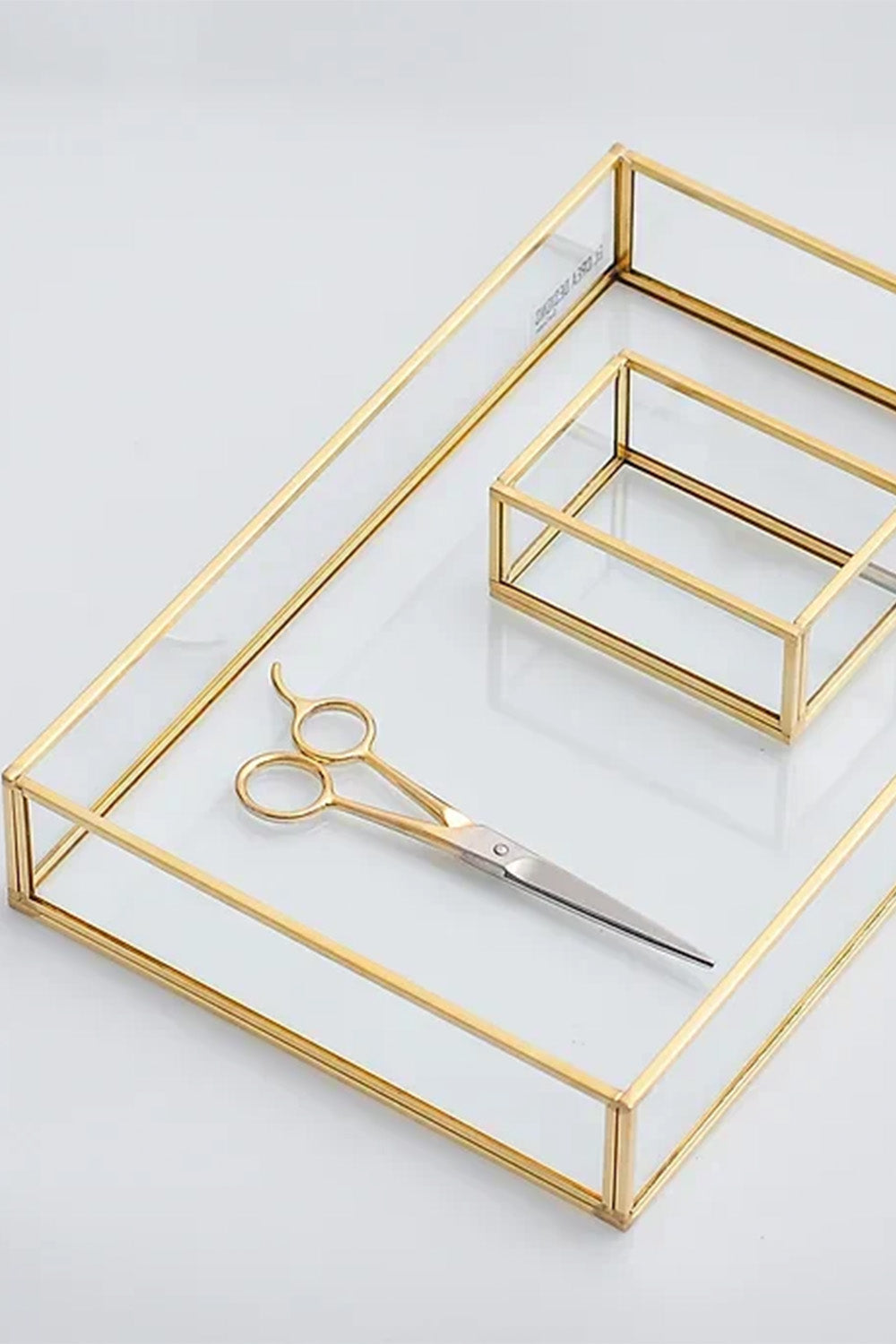 3 Parça Pirinç Gold Nişan Takımı Damat Kahvesi Sunum Tepsisi Yüzük Kutusu Makas - 2