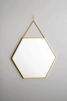 Pirinç Gold Altıgen Duvar Askılı Ayna 20x18cm - 0