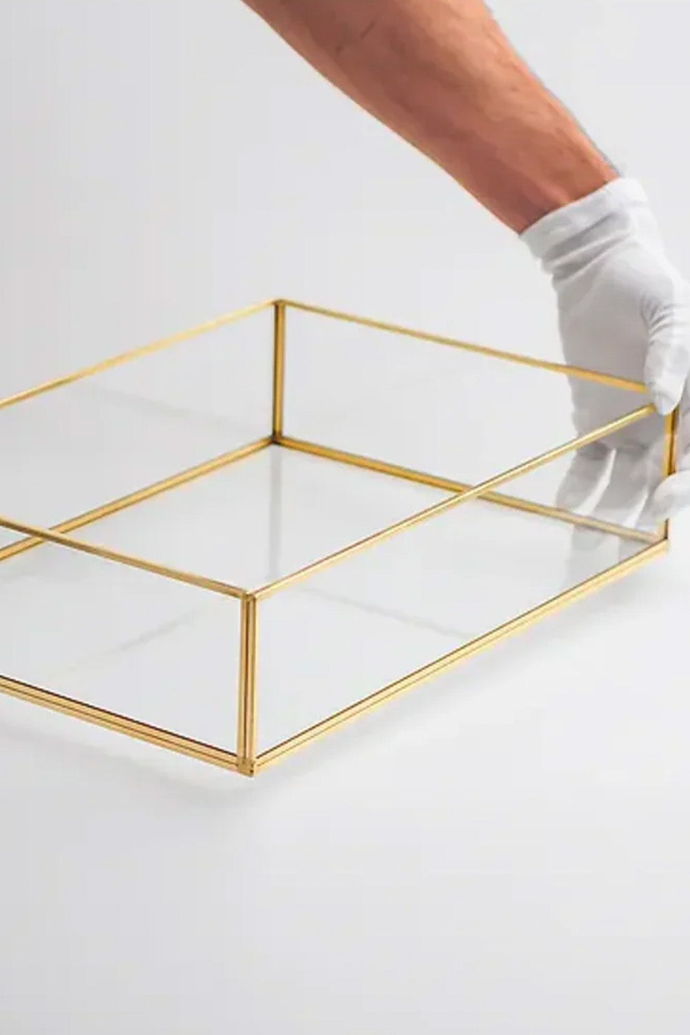 Pirinç Gold Tepsi Damat Kahvesi Nişan Sunum Tepsisi 35x25x8cm - 1