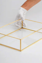 Pirinç Gold Tepsi Damat Kahvesi Nişan Sunum Tepsisi 35x25x8cm - 2