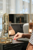 Pirinç Gold Masaüstü Makyaj Aynası 60x30cm - 4