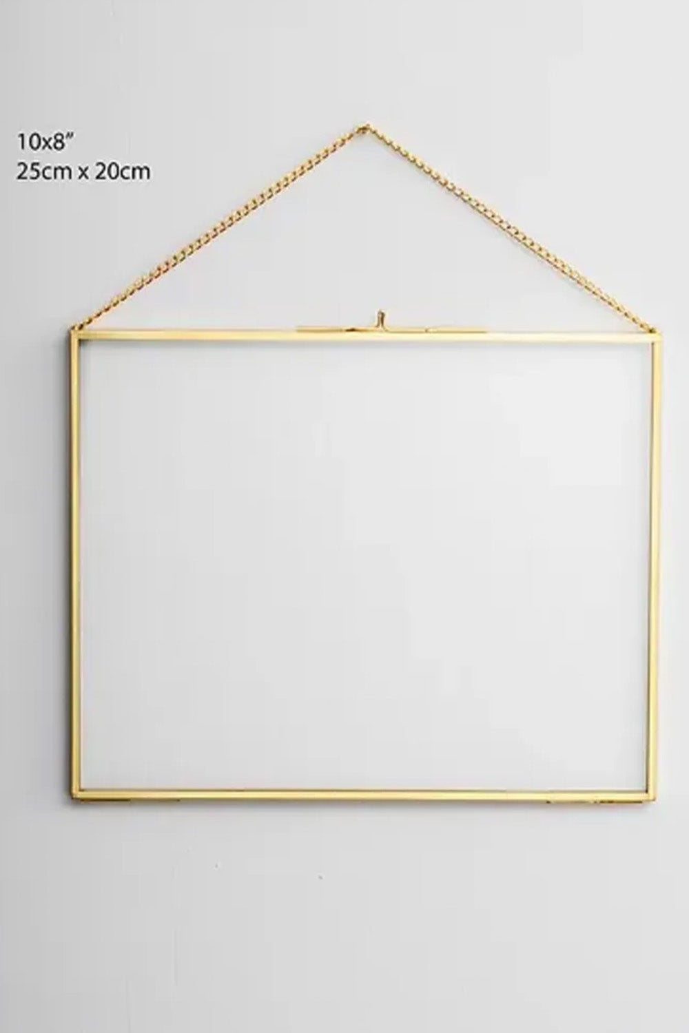 Yatay Pirinç Gold Cam Duvar Askılı Fotoğraf Çerçevesi Kapaklı 25x20cm - 3