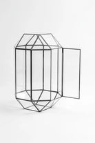 33x20x20cm | Cam Fanus | Geometrik Teraryum | Kapaklı | Çikolata Kutusu | Siyah - 0