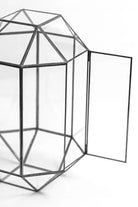 33x20x20cm | Cam Fanus | Geometrik Teraryum | Kapaklı | Çikolata Kutusu | Siyah - 1