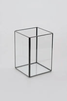 Siyah Geometrik Teraryum Cam Fanus Vazo Mumluk 15x10x10cm - 0