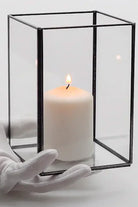 Siyah Geometrik Teraryum Cam Fanus Vazo Mumluk 15x10x10cm - 1