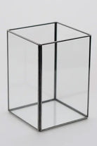 Siyah Geometrik Teraryum Cam Fanus Vazo Mumluk 15x10x10cm - 2