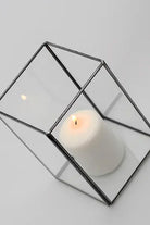 Siyah Geometrik Teraryum Cam Fanus Vazo Mumluk 15x10x10cm - 3