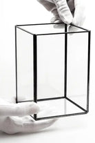 Siyah Geometrik Teraryum Cam Fanus Vazo Mumluk 15x10x10cm - 4