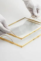 Pirinç Tepsi Damat KahVesi Nişan Sunum Tepsisi 30x20cm ve 25x15cm - 1