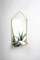 Pirinç Gold Duvar Askılı Ayna Raflı 30x20cm - 0