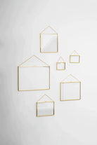 6 Parça Yatay Pirinç Gold Duvar Askılı Kapaklı Cam Fotoğraf Çerçeve Takımı - 0