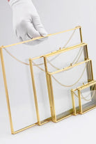 6 Parça Yatay Pirinç Gold Duvar Askılı Kapaklı Cam Fotoğraf Çerçeve Takımı - 2