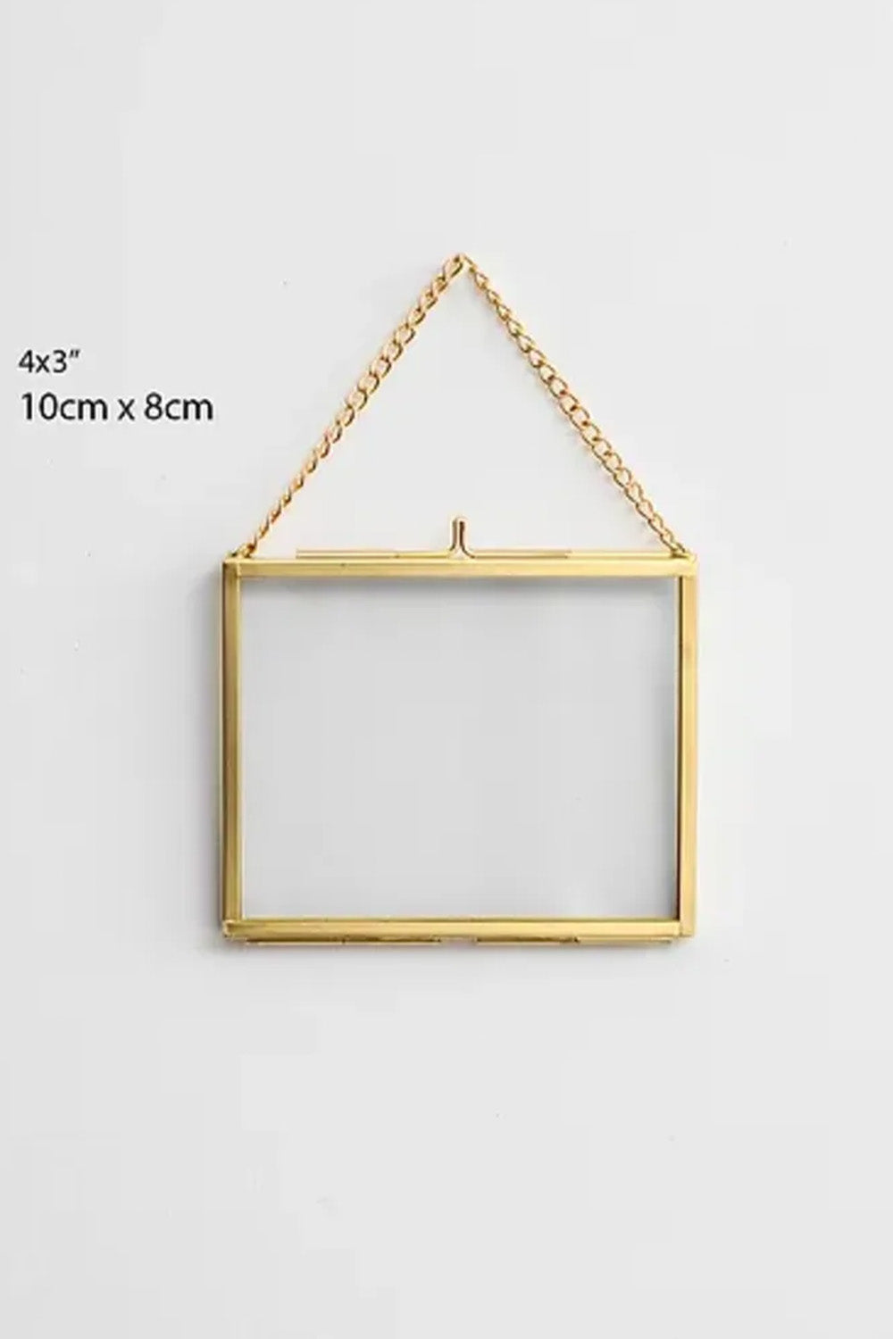 Yatay Pirinç Gold Kapaklı Cam Duvar Askılı Fotoğraf Çerçevesi 10x8cm - 3