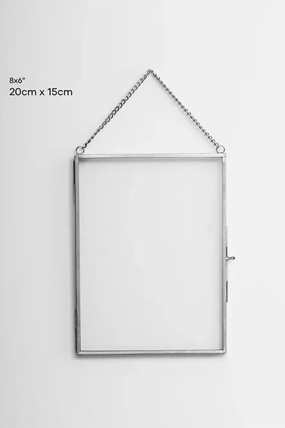 Dikey Gümüş Kapaklı Cam Duvar Askılı Fotoğraf Çerçevesi 20x15cm - 2